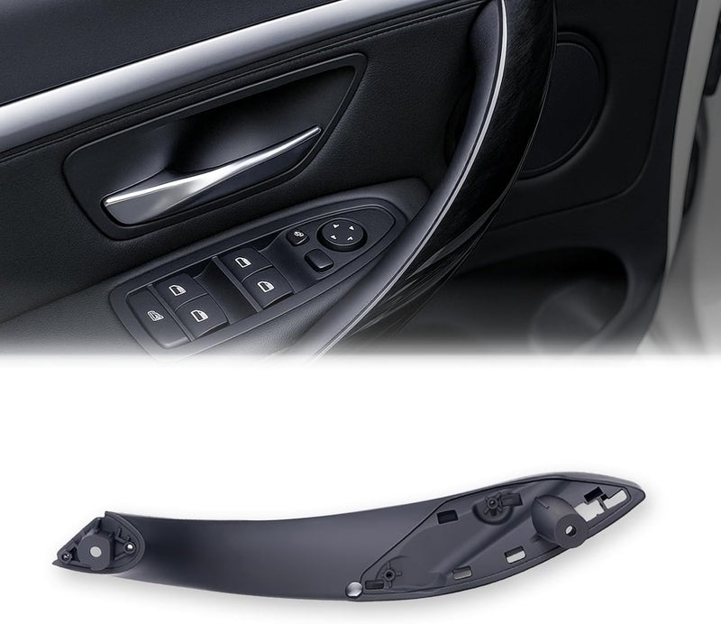 iCarPro 1PCS Door Handles Replacement for BMW 3 Series F30 4 Series F32 F80 F82 Inner Door Pull Strap Armrest Bracket Handle Kit Interior Trim, 2013-2018 320 328 330 335 2014-2019 428 435 (Front Left, Black) - Image 1